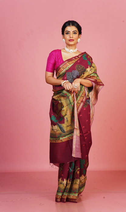 PRINTED TUSSAR SAREE