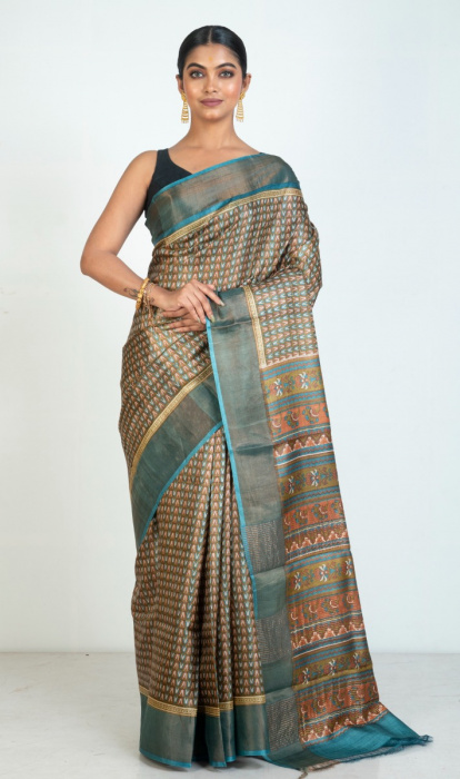 PRINTED TUSSAR SAREE