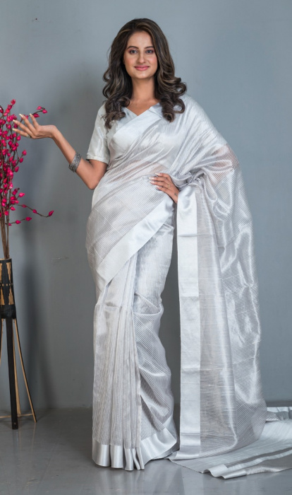 SILVER TISSUE SAREE