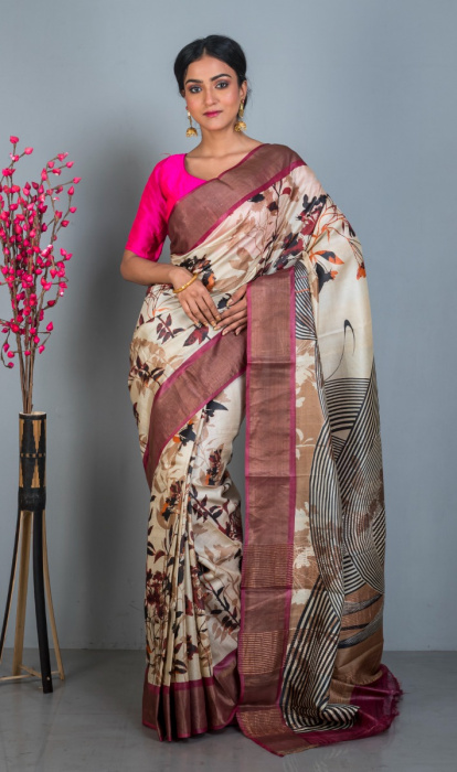 PRINTED TUSSAR SAREE