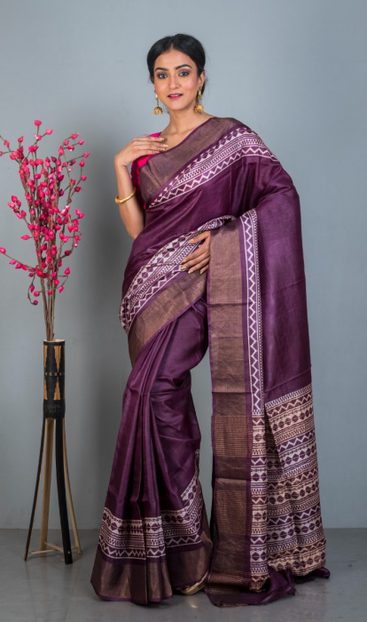 PRINTED TUSSAR SAREE