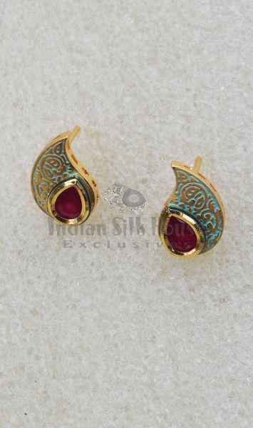 Small Stud Earrings Gold Plated Crown Gemstone Earrings With Round Pearl  Stone | eBay